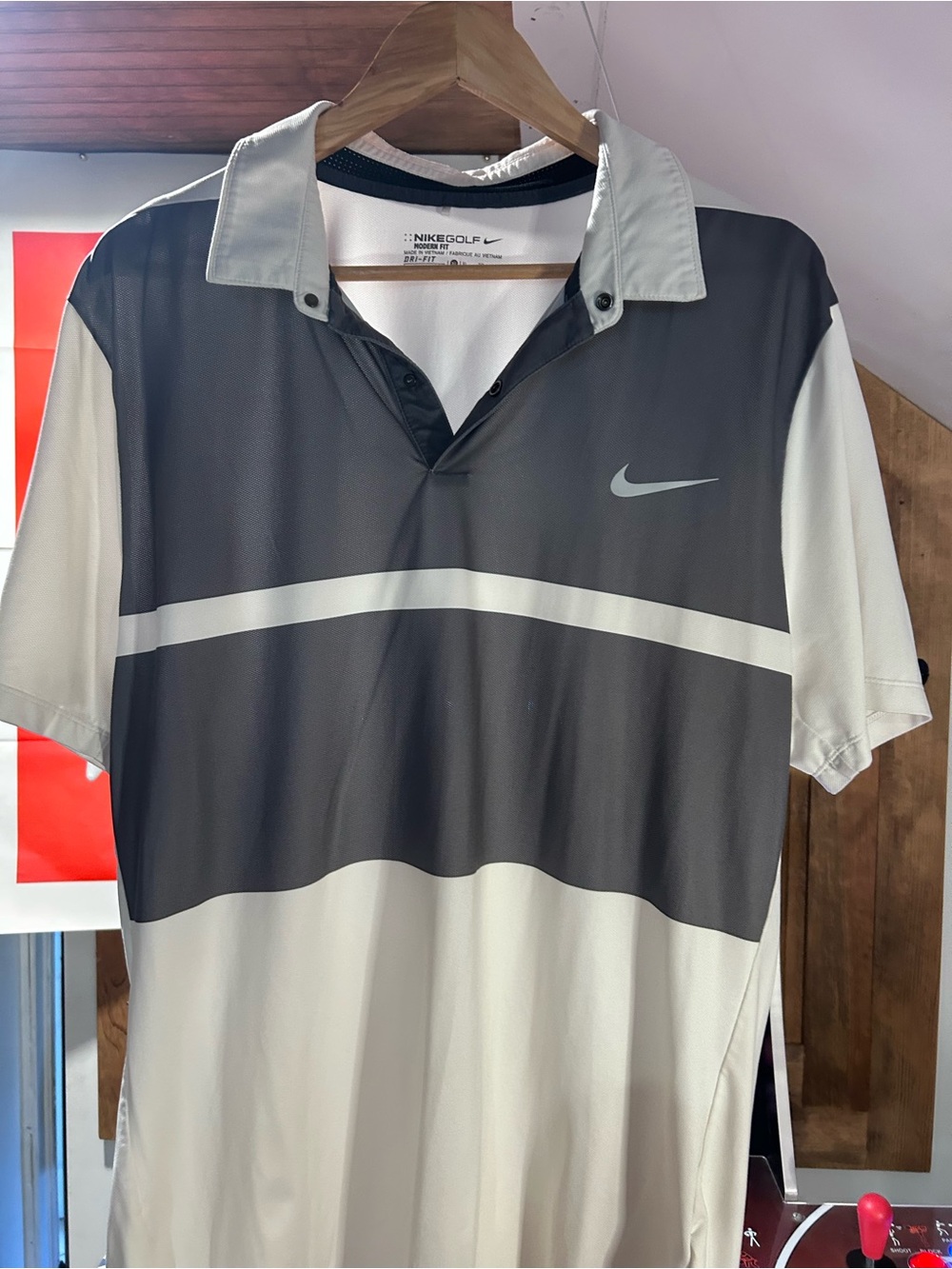 Nike Golf Men's Gray and White Polo Shirt